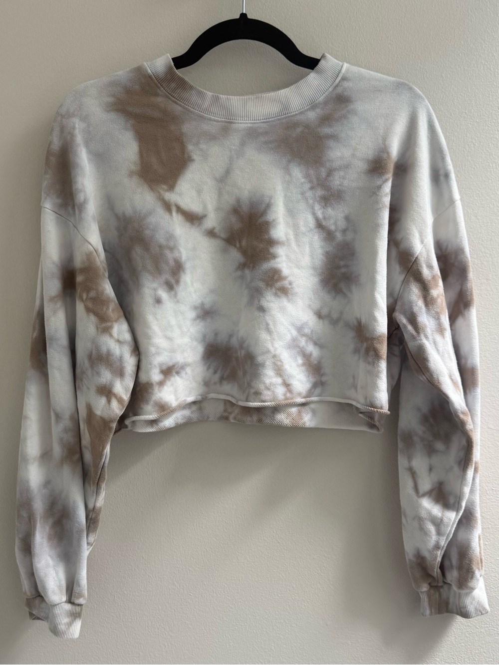 Garage Cropped Tie-Dye Sweatshirt - Brown & Cream